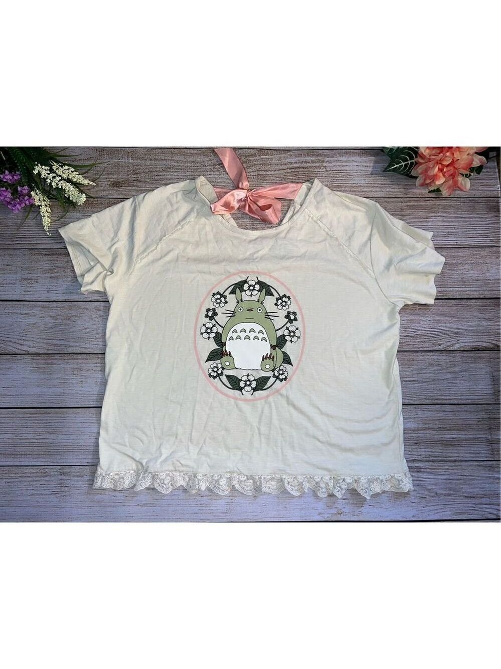 Studio Ghibli My Neighbor Totoro Pink Bow Girls T-Shirt Plus Size 1 - Picture 2 of 7